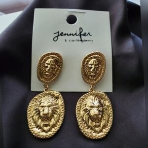 Vintage Style Lion Head Coin Drop Earrings